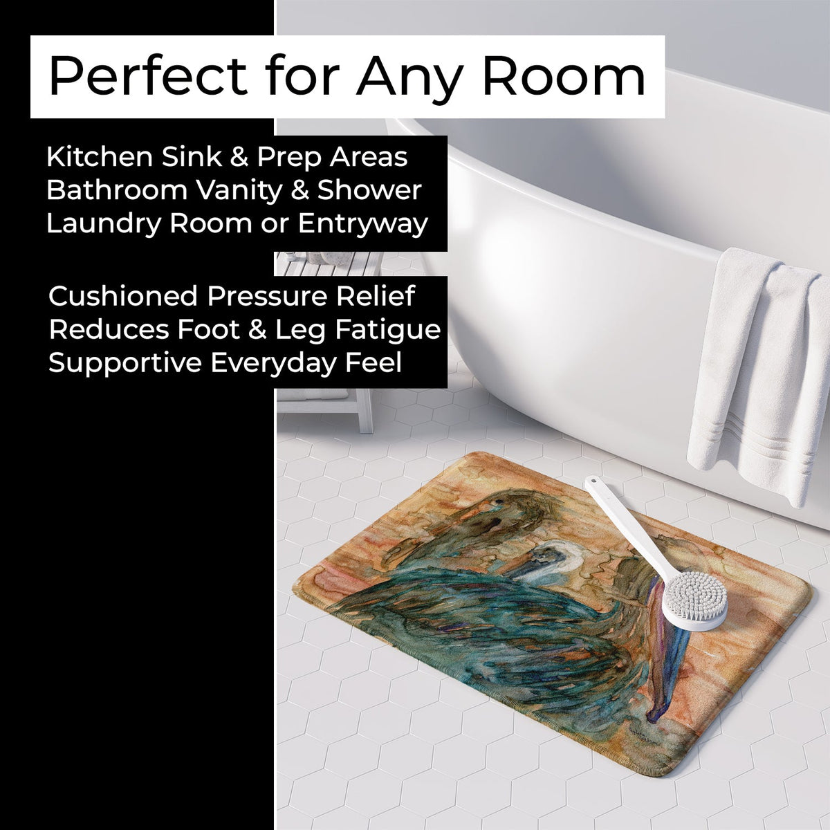 Abstract Pelicans Memory Foam Kitchen Mat Machine Washable Anti-Fatigue Cushion Comfort Bath or Kitchen Rug