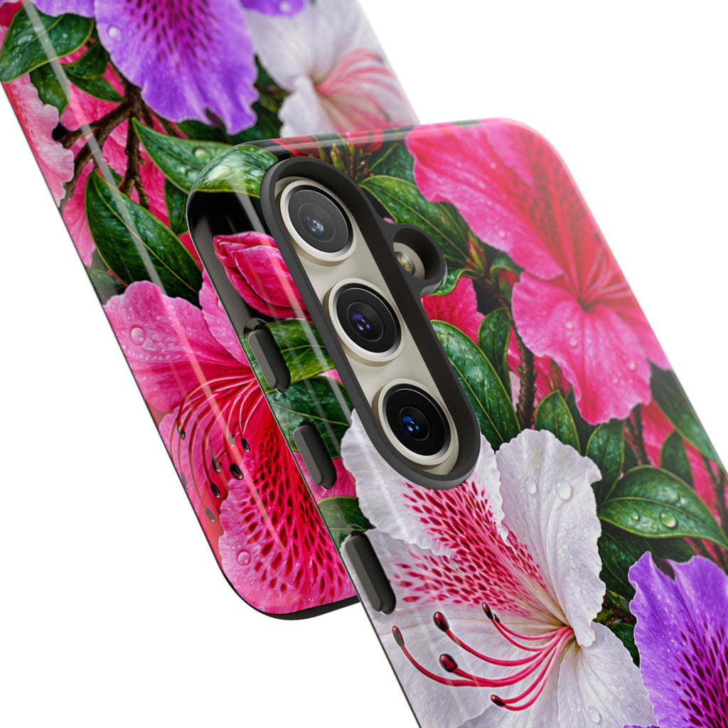 Floral Azalea Phone Case — Vibrant Pink & Purple Blossom Protection