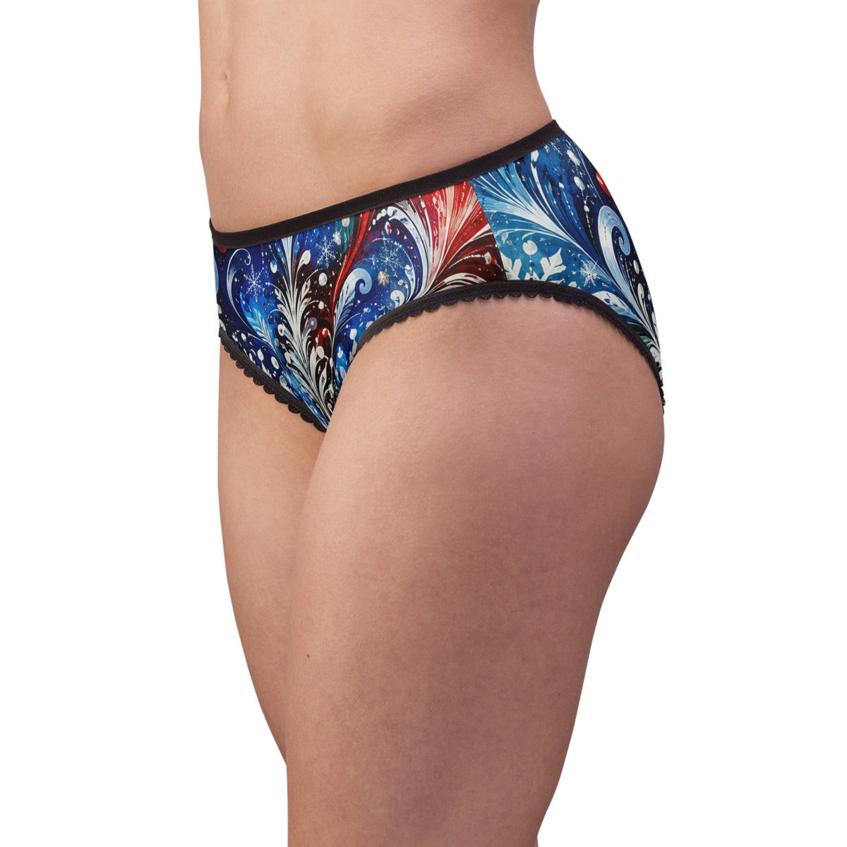 Women's Briefs — Starburst Floral All-Over-Print Panties (Red, White & Blue)