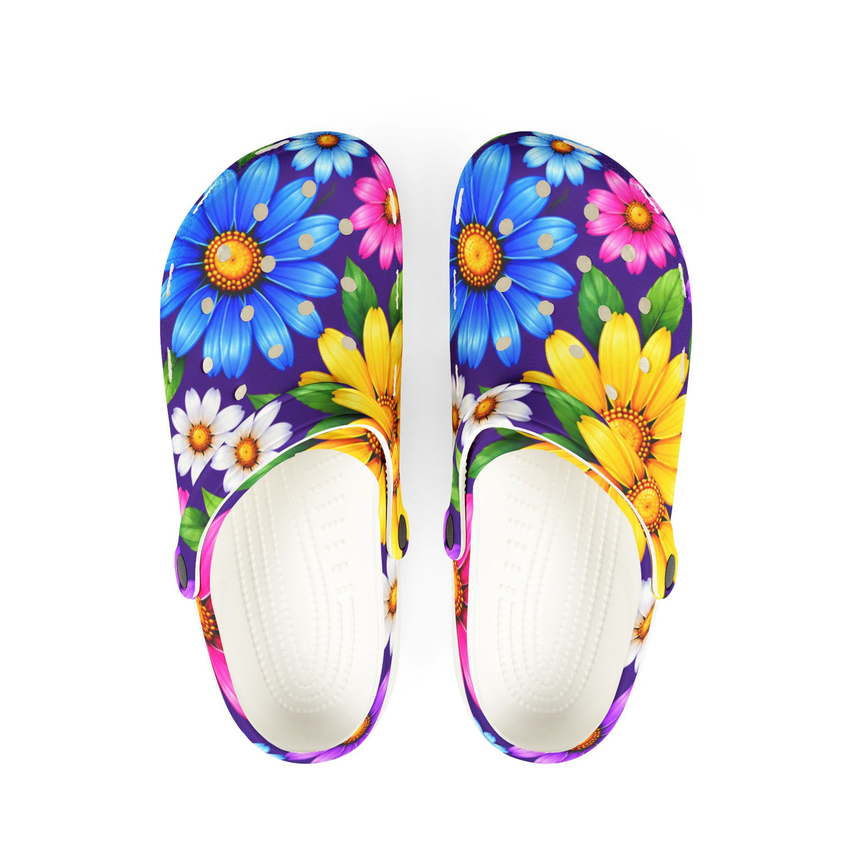 Floral EVA Foam Clogs — Bright Daisy Garden Slip-On Shoes