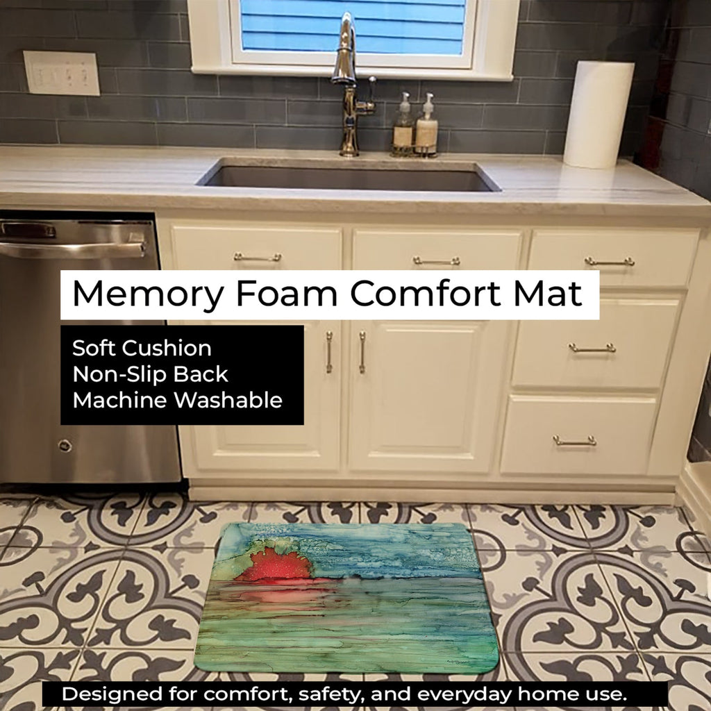 Abstract Sunset on the Water Memory Foam Kitchen Mat Machine Washable Anti-Fatigue Cushion Comfort Bath or Kitchen Rug