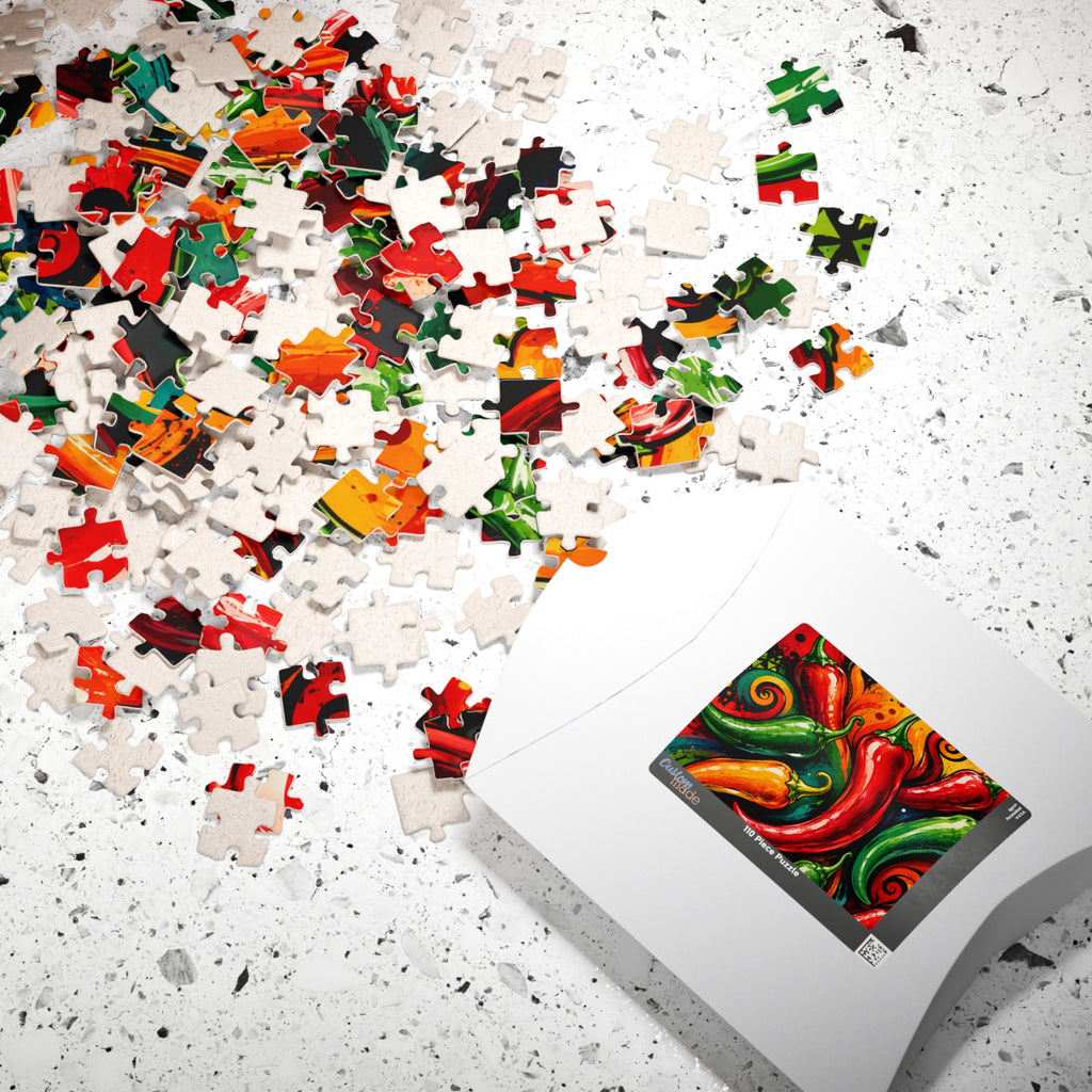Spicy Peppers Jigsaw Puzzle — Colorful Chili Pepper Art Puzzle (110/252/520/1014 pcs)