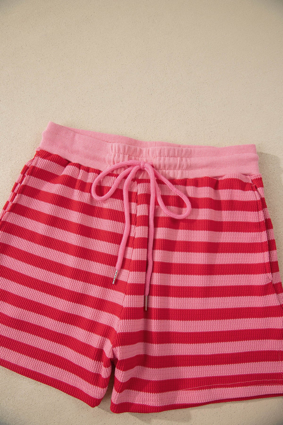 Stripe Puff Sleeve T-Shirt & Drawstring Shorts Set