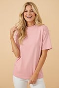Oversized Solid Color High Neck Tee
