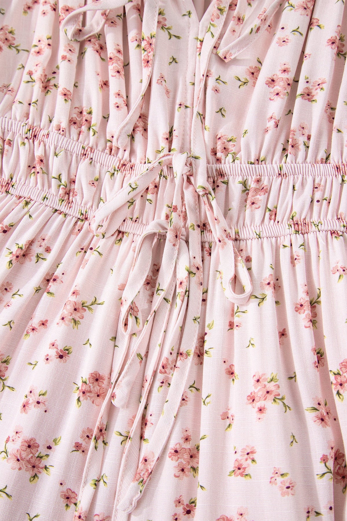 Floral Front Tie Shirred Waist Ruffle Mini Dress