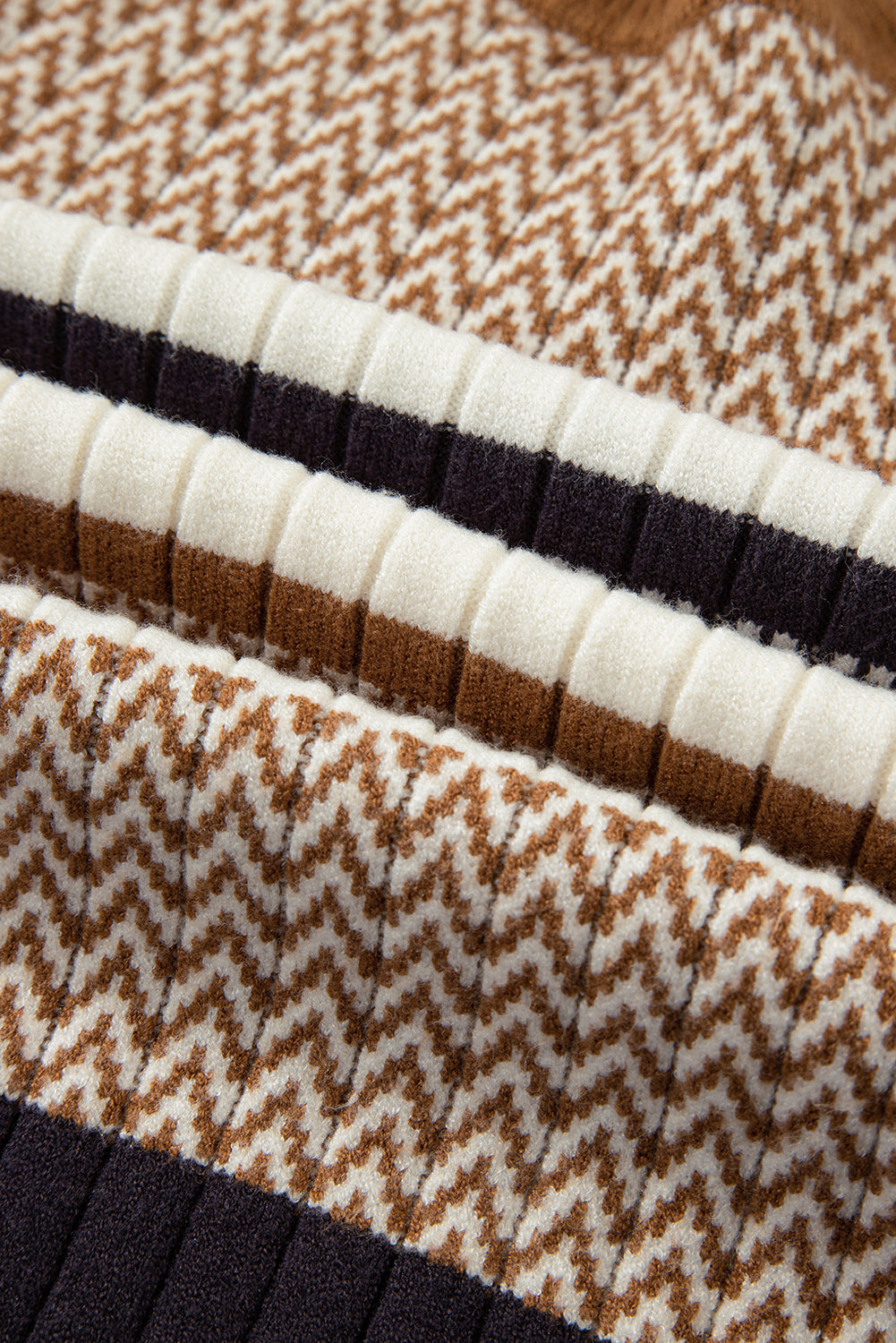 Stripe Ribbed Knit Trim Sweater