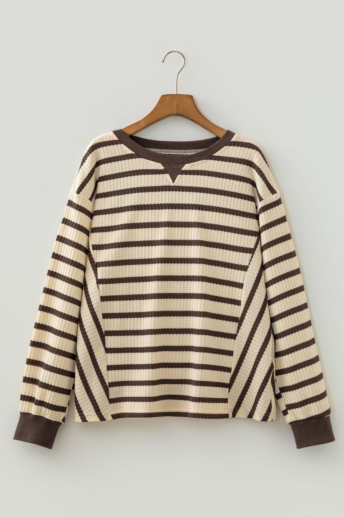 Stripe Patchwork Ribbed Cuff Long Sleeve Sweatshirt