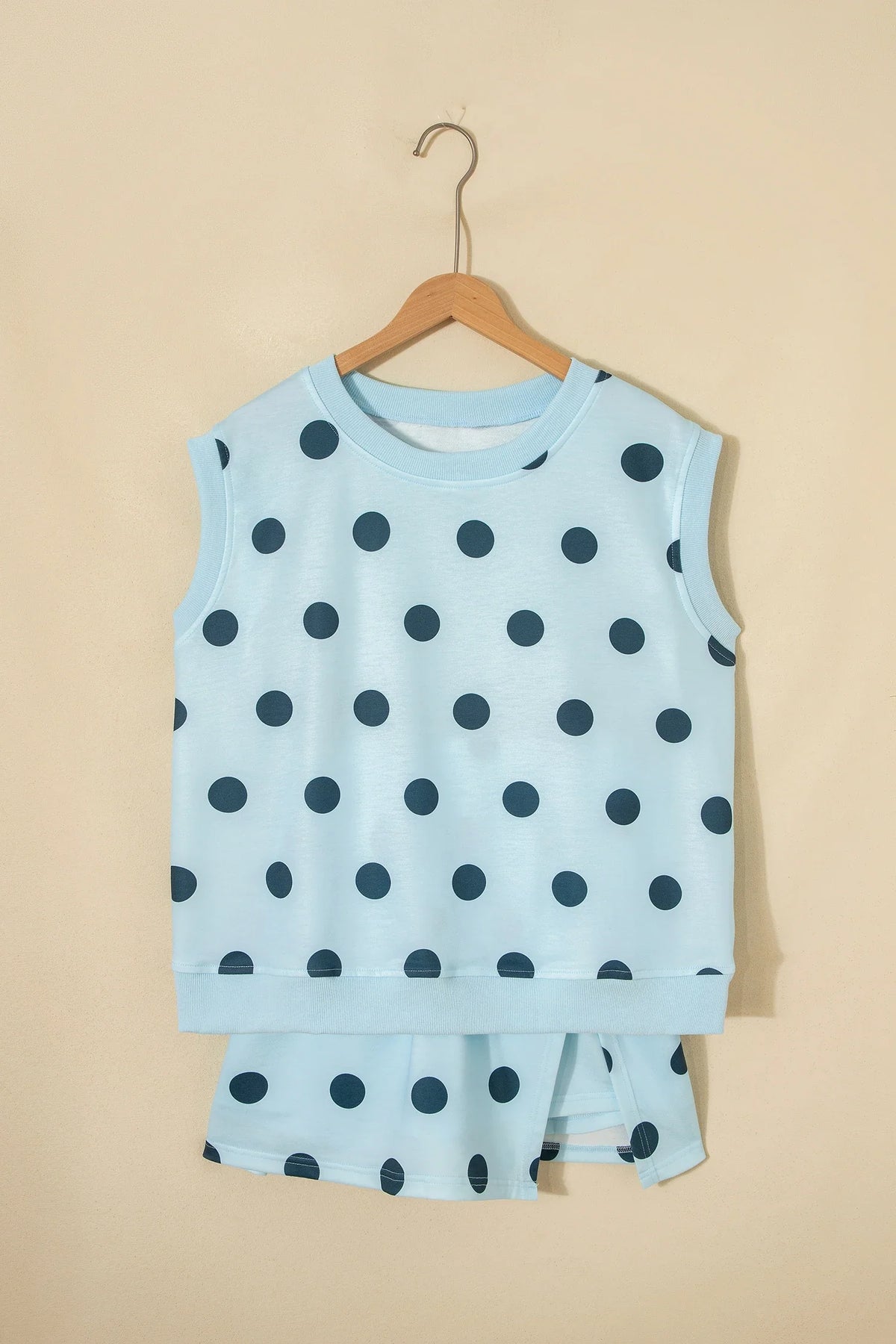 Polka Dot Ribbed Trim Tank & Mini Skort Set