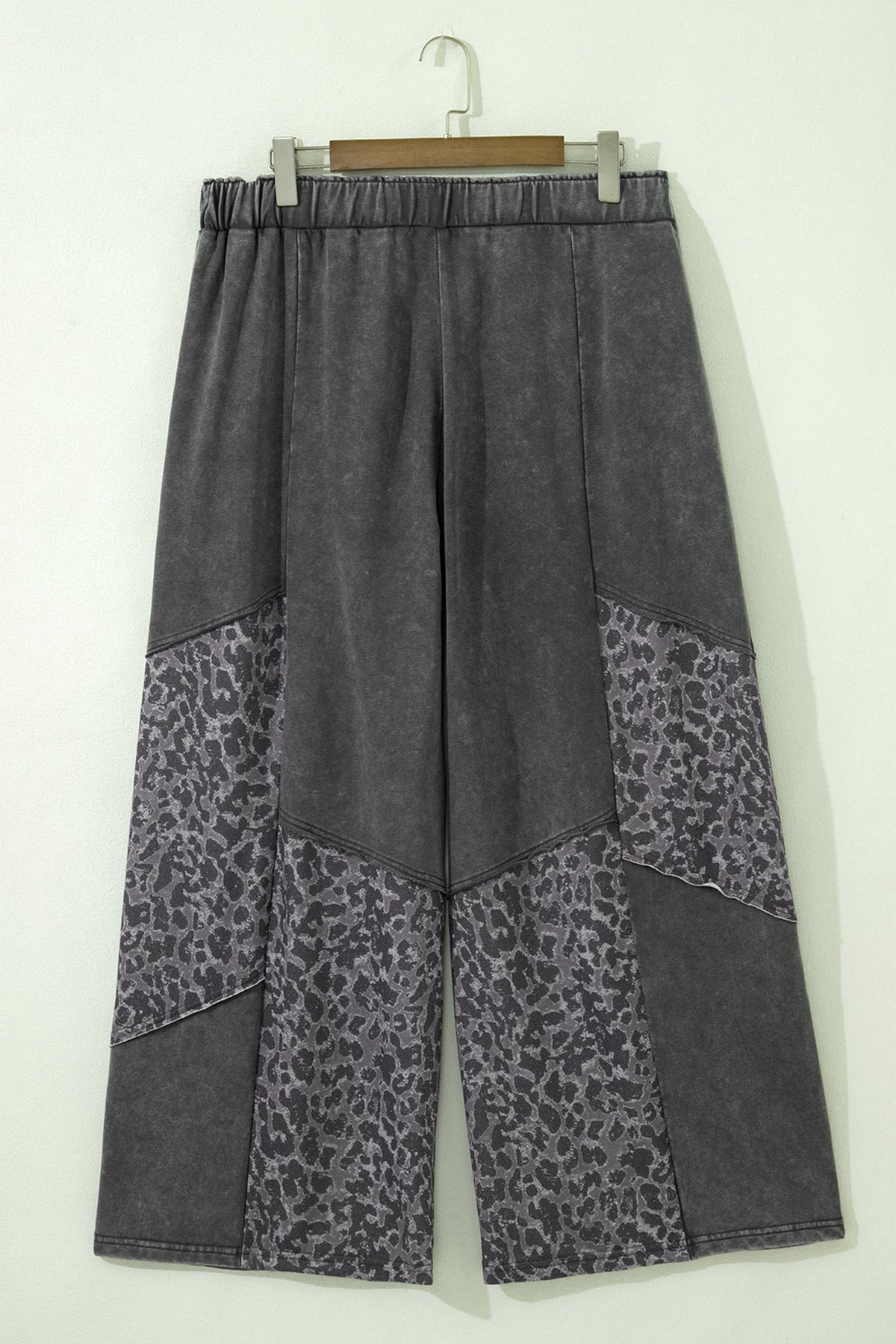 Plus Size Leopard Patchwork Wide Leg Pants