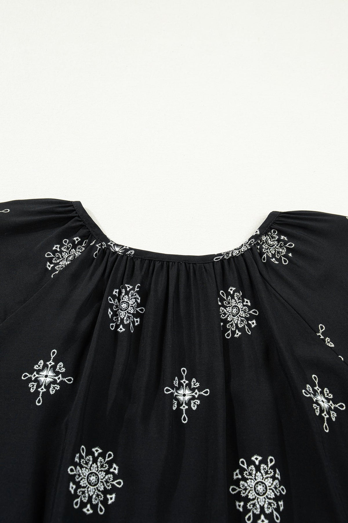 Plus Size Boho Floral Boho Notch V-Neck Top