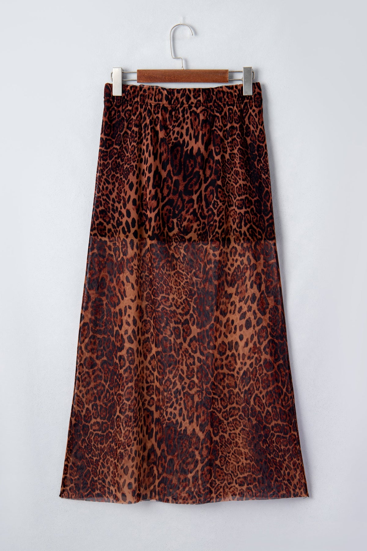 Leopard Mesh Sheer Maxi Skirt