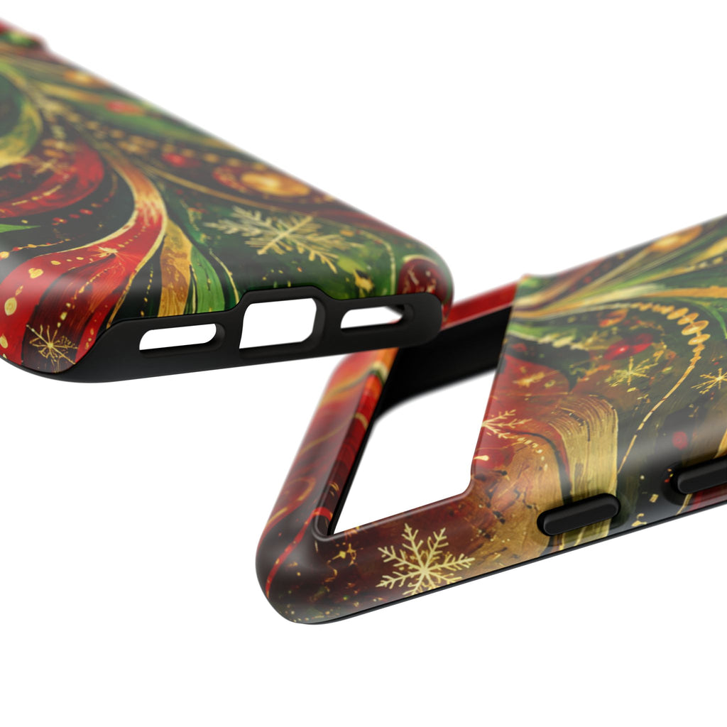 Christmas Tree Tough Phone Case — Festive Red & Green Holiday Phone Cover