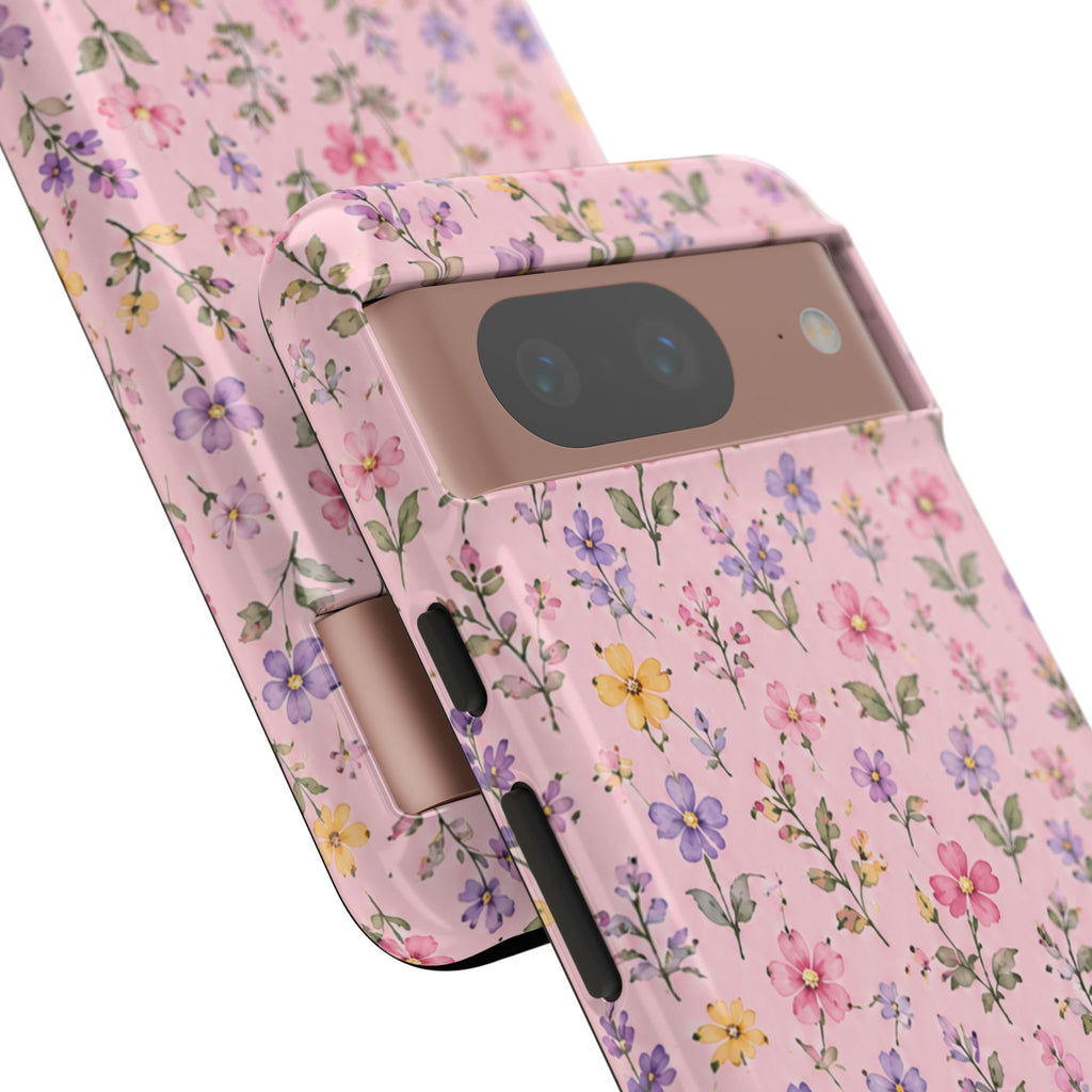 Floral Pink Tough Phone Case — Pastel Wildflower Protective Case