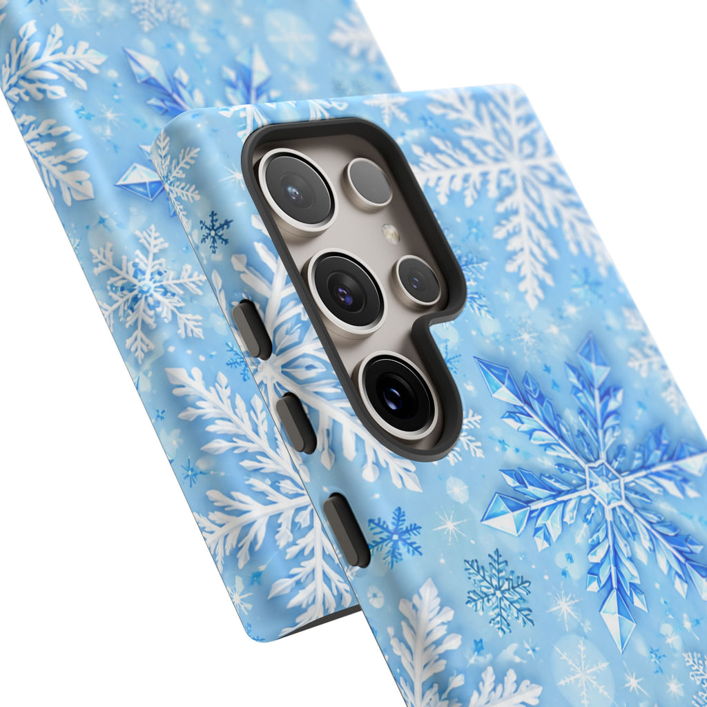 Winter Snowflake Tough Phone Case — Blue Holiday Protective Cover