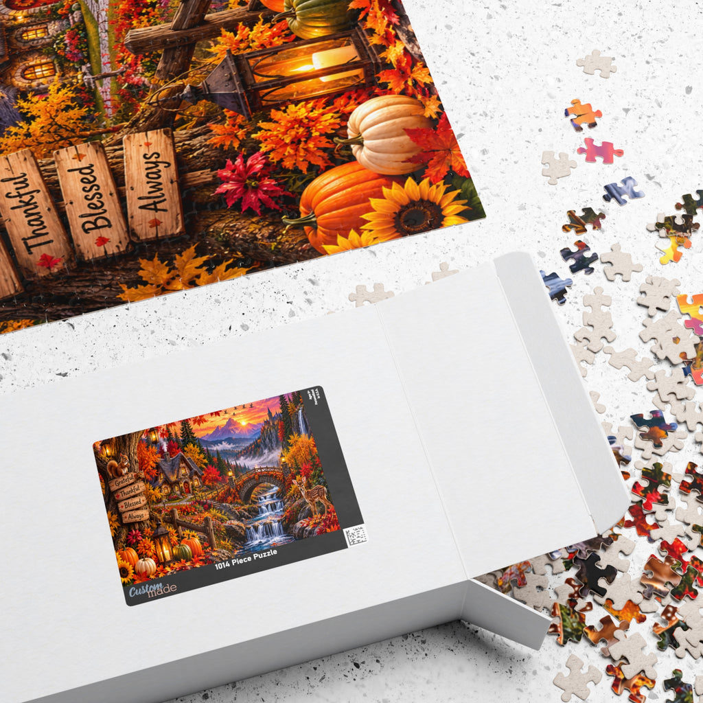 Autumn Cottage 520/1014-Piece Jigsaw Puzzle — Grateful Thankful Blessed Fall Scene