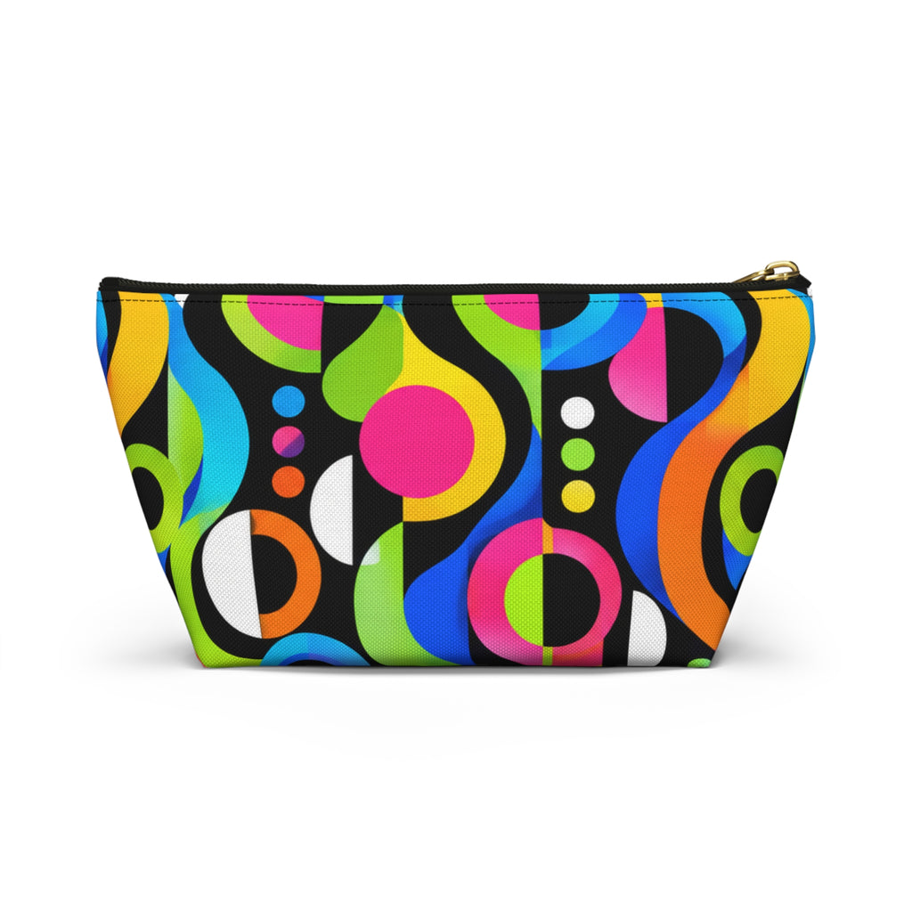 Retro Neon Geometric Accessory Pouch