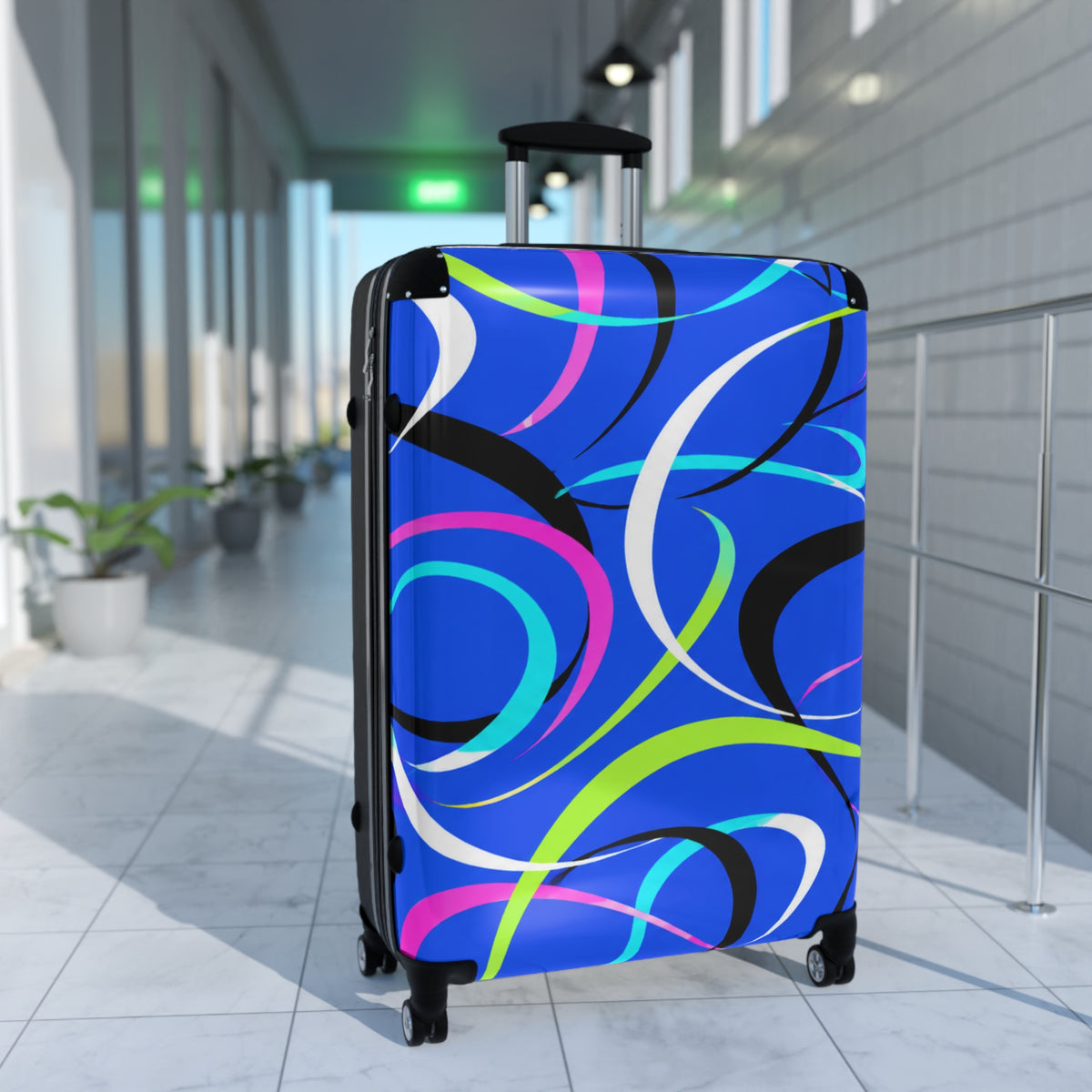 Blue Swirl Carry-On Suitcase – Colorful Modern Travel Luggage