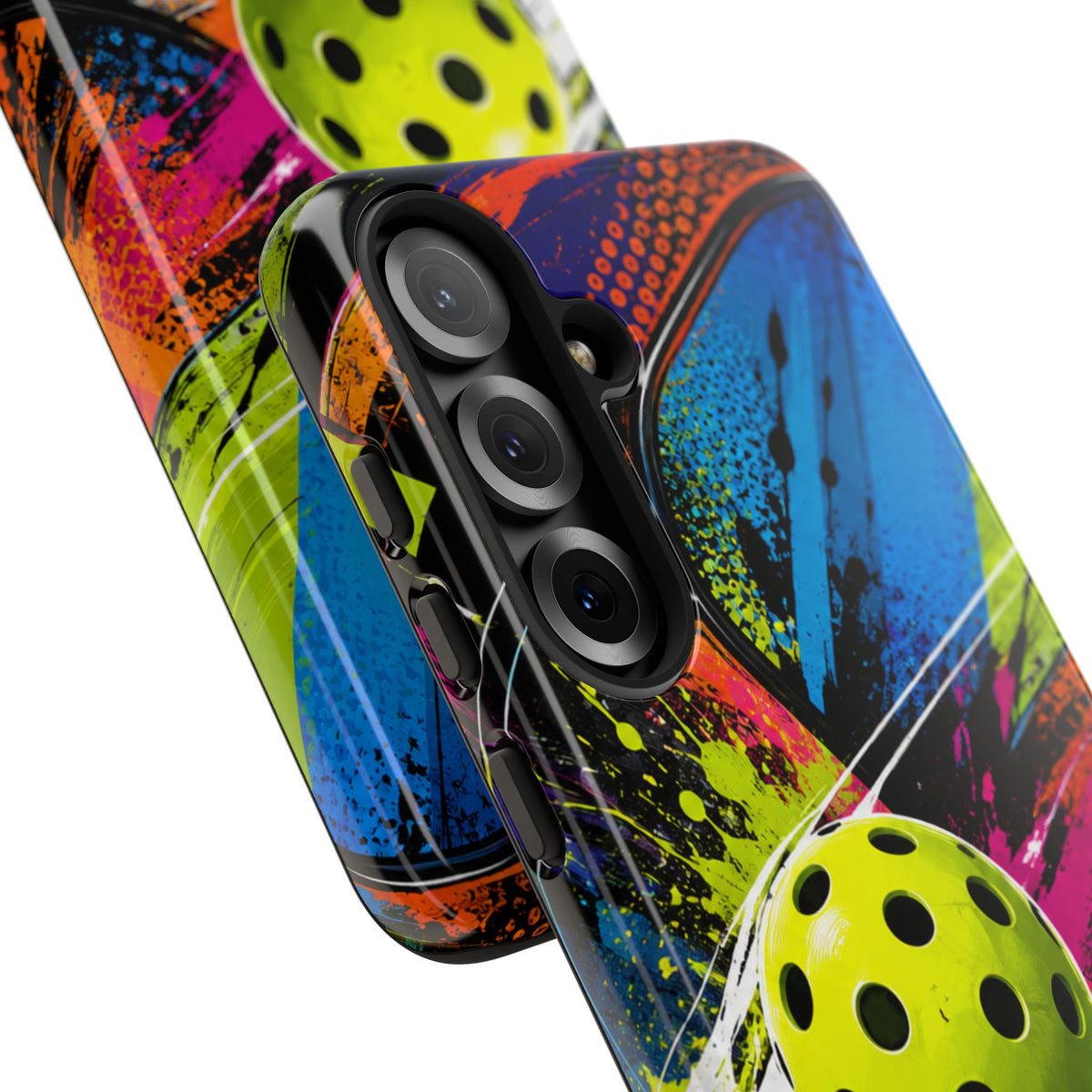 Pickleball Phone Case – Neon Paddle & Ball Splash Tough Case