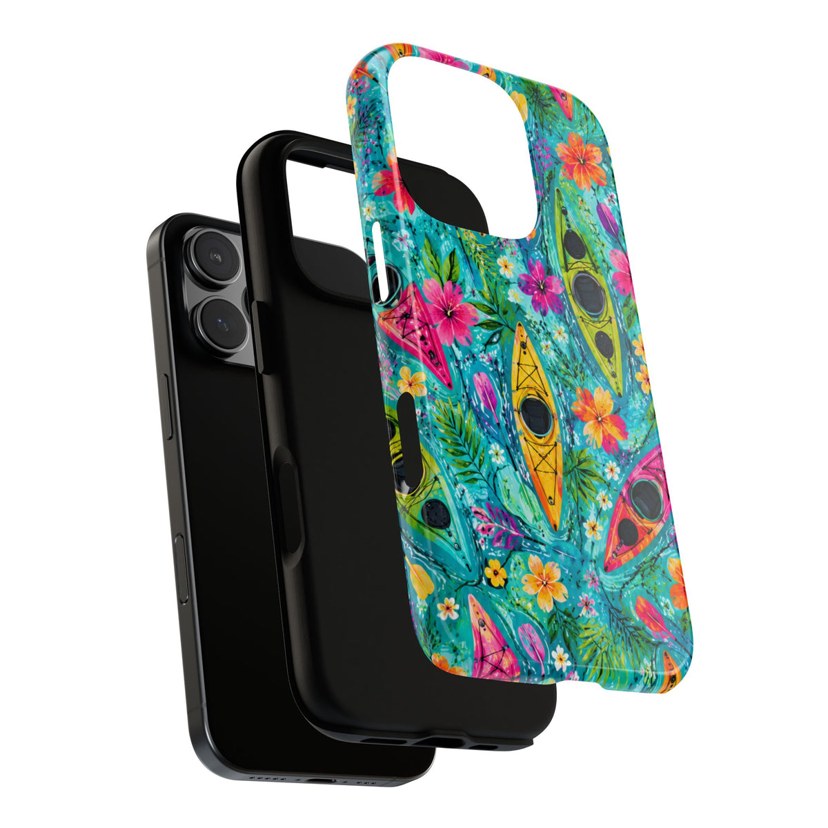 Tropical Kayak Phone Case – Colorful Floral Waterproof Pattern