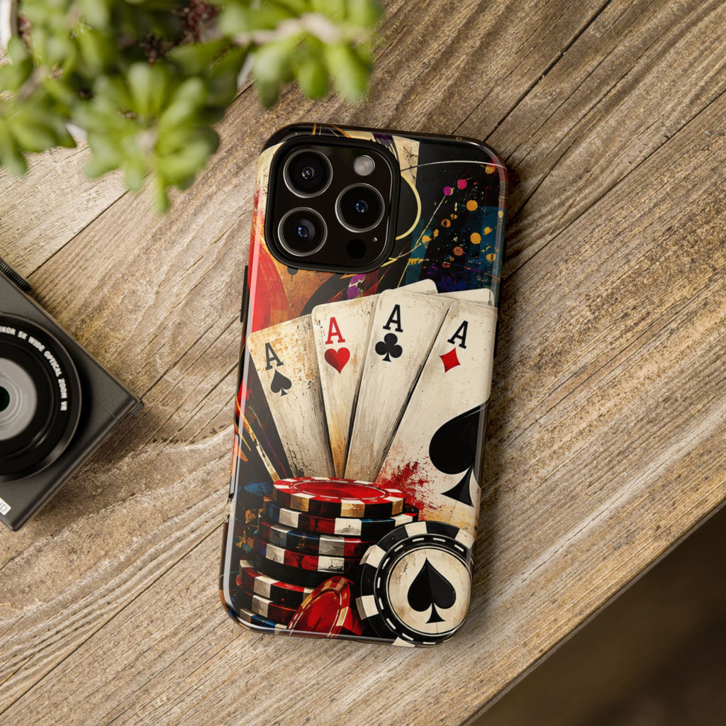Casino Poker Ace Phone Case — Vintage Playing Cards & Chips Protective Cover