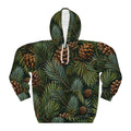 Pinecone Evergreen Pattern Hoodie | Pine Needles Holiday Sweatshirt