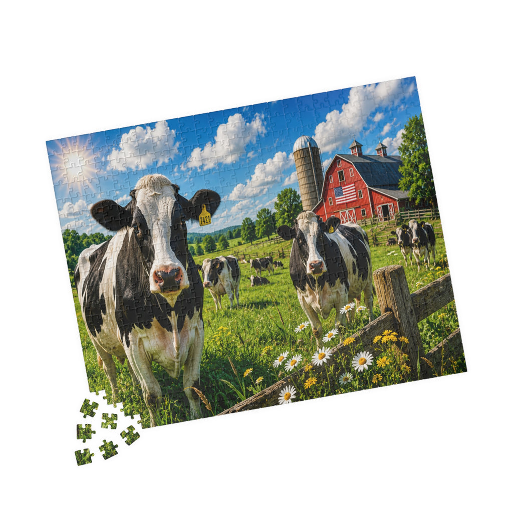 Countryside Cows Jigsaw Puzzle — Scenic Farm Barn Puzzle (110/252/520/1014 pcs)