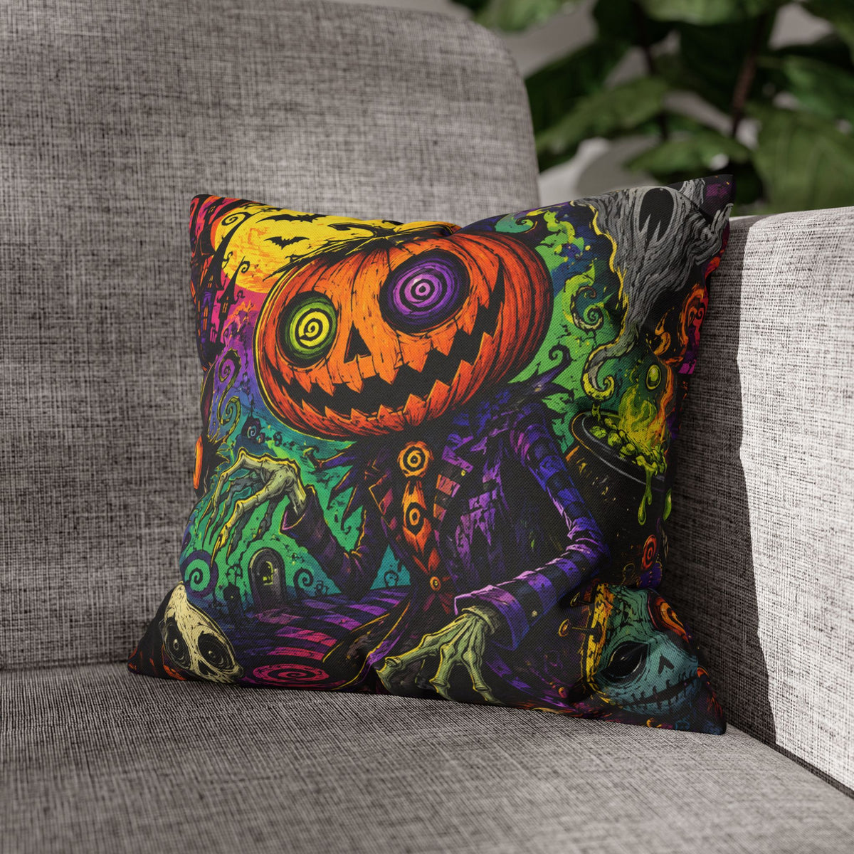 Psychedelic Pumpkin Jack-o'-Lantern Pillowcase