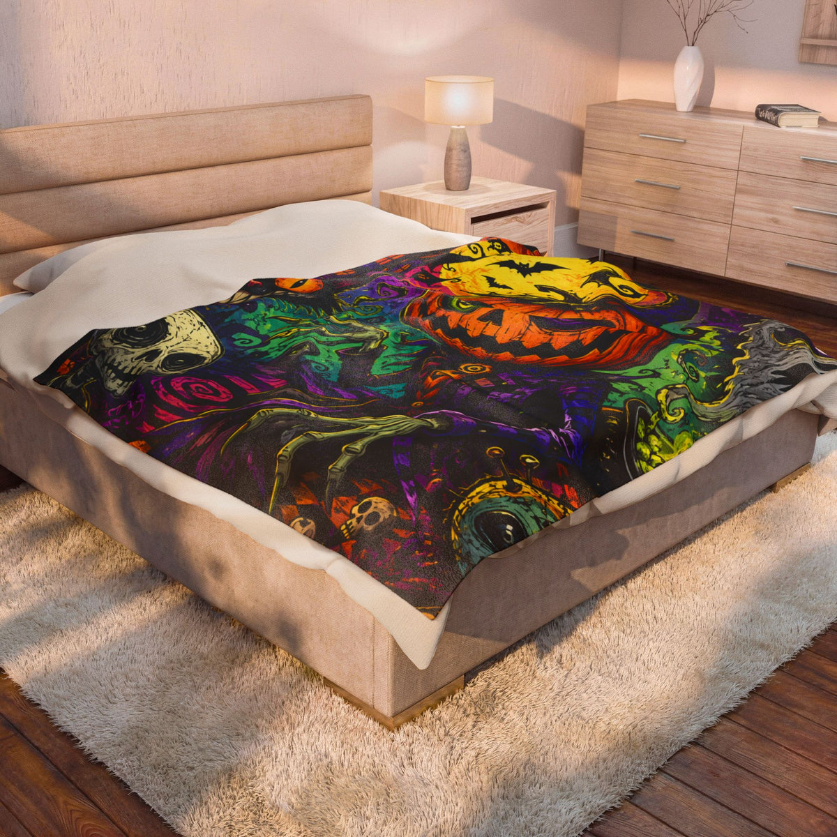 Psychedelic Pumpkin Halloween Velveteen Plush Blanket