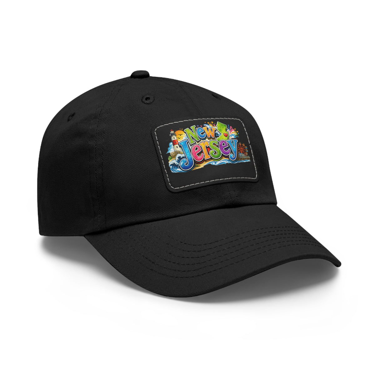 New Jersey Patch Logo Dad Hat | Leather Rectangle Patch