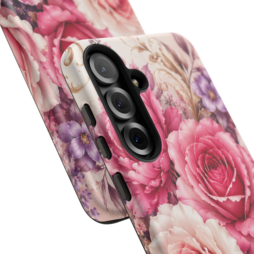 Pink Vintage Roses phone case | floral iPhone cover