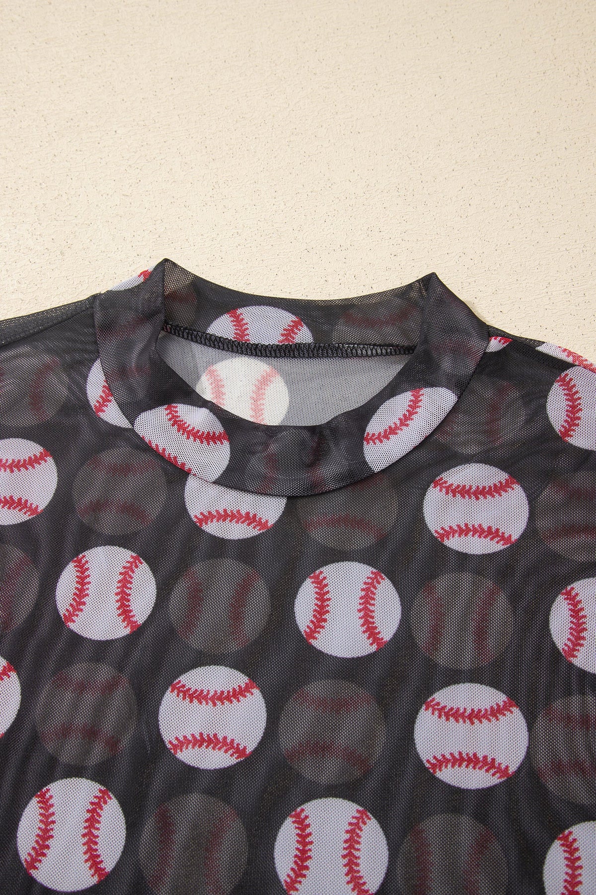 Game Day Baseball Sheer Mesh Long Sleeve Top