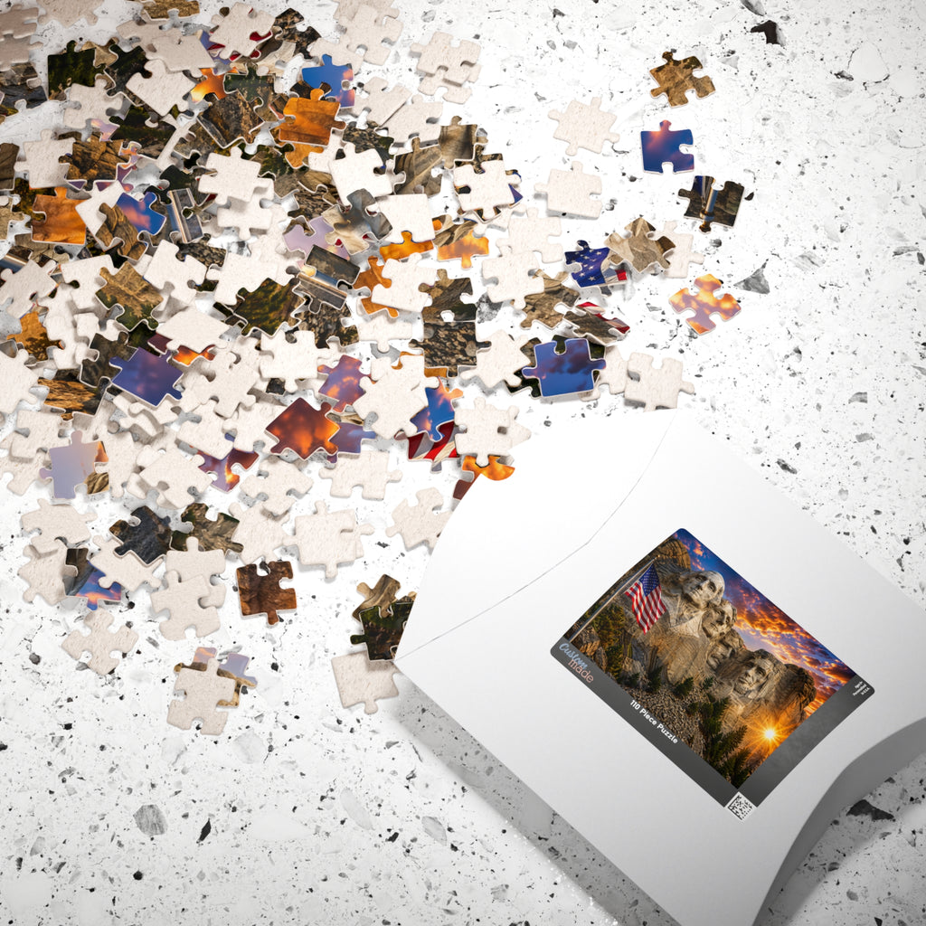 Mount Rushmore Sunset Puzzle — Patriotic American Landmark Jigsaw (110/252/520/1014 pcs)