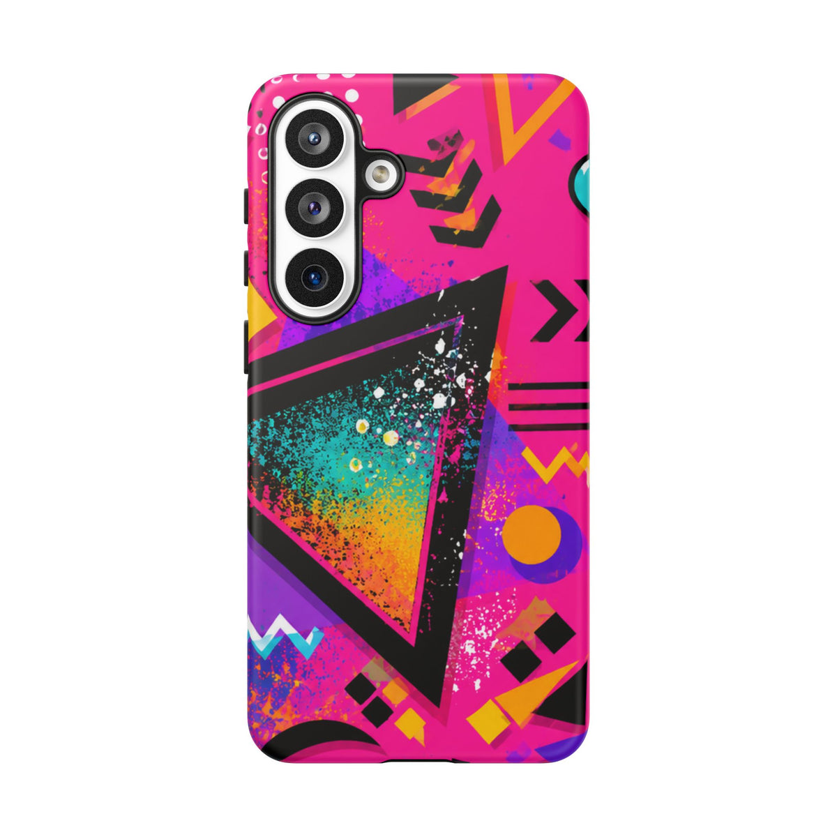 Retro 80s Geometric Phone Case — Neon Triangle Tough Case