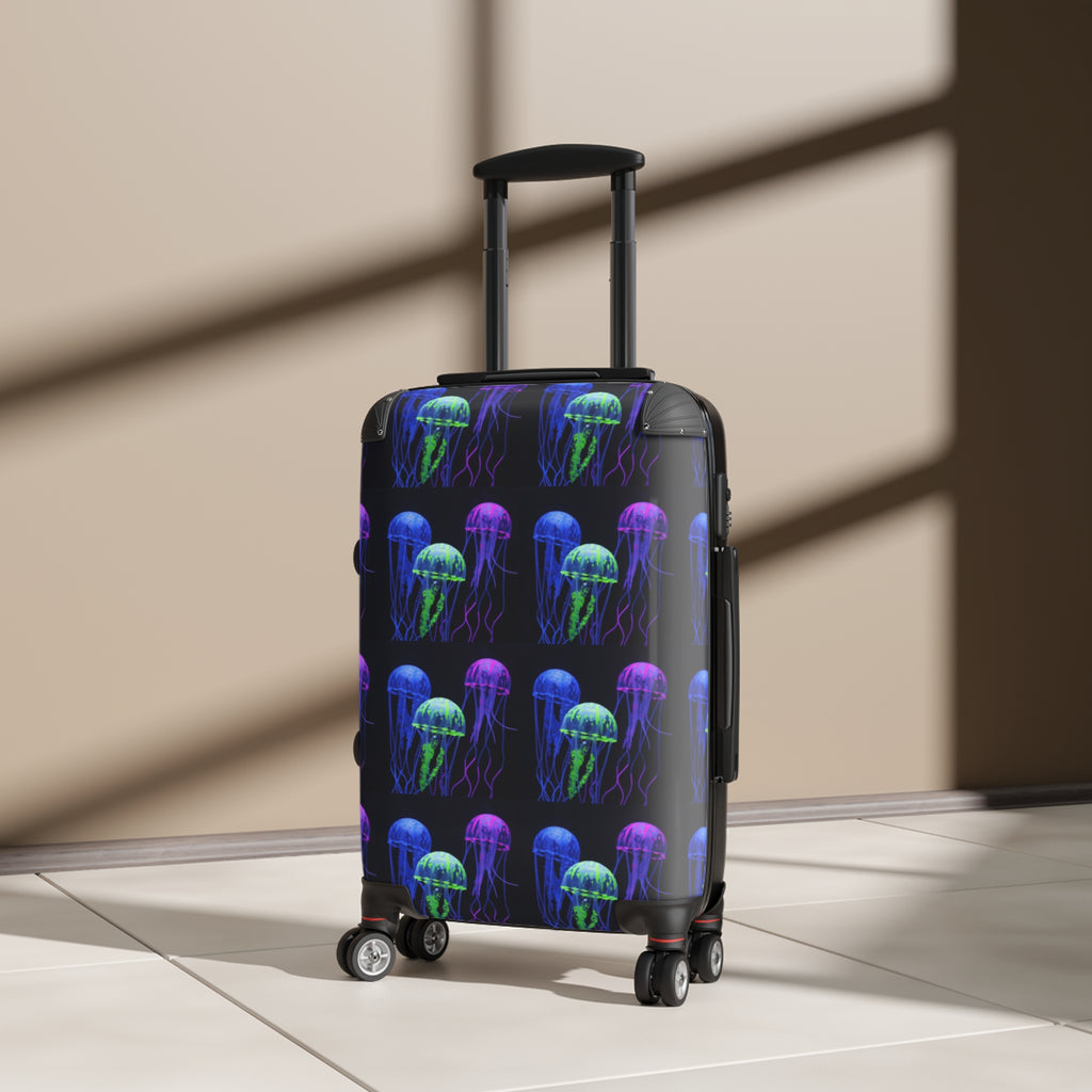 Neon Jellyfish Carry-On Suitcase – Ocean Glow Luggage Cover