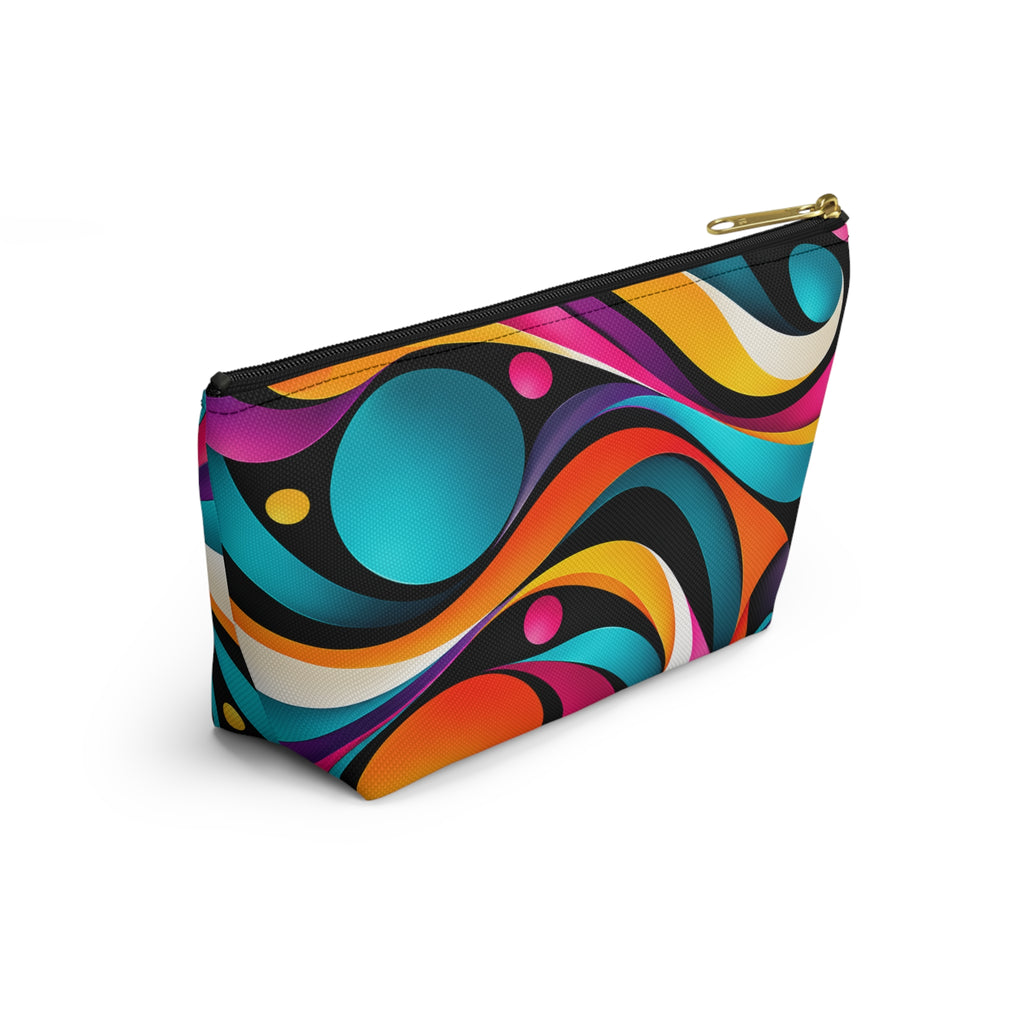 Retro Wave Accessory Pouch — Colorful Abstract Makeup Bag