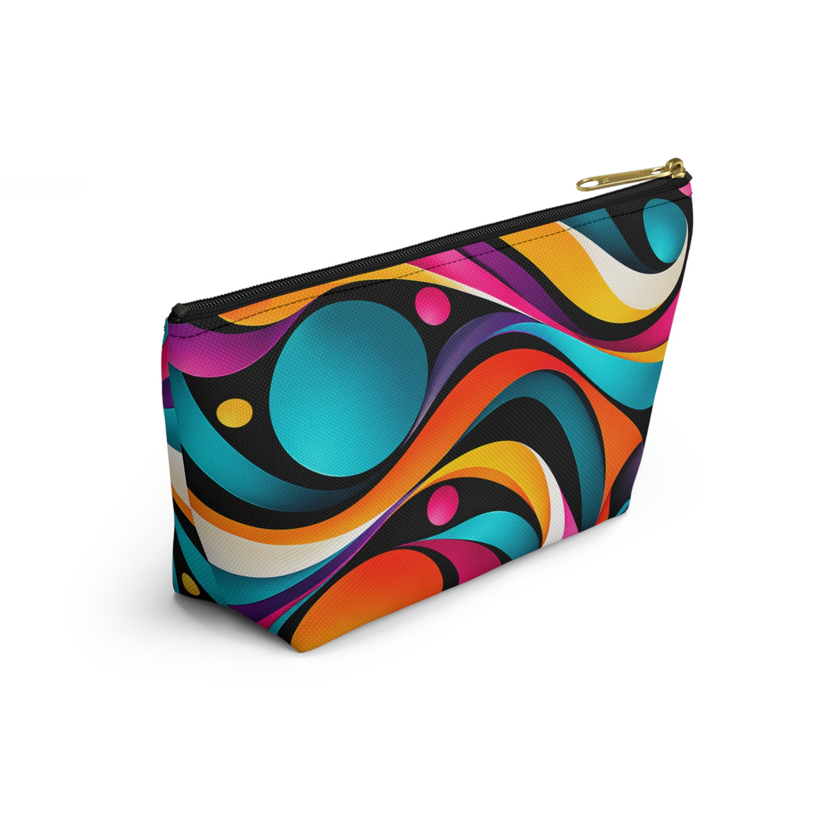 Retro Wave Accessory Pouch — Colorful Abstract Makeup Bag