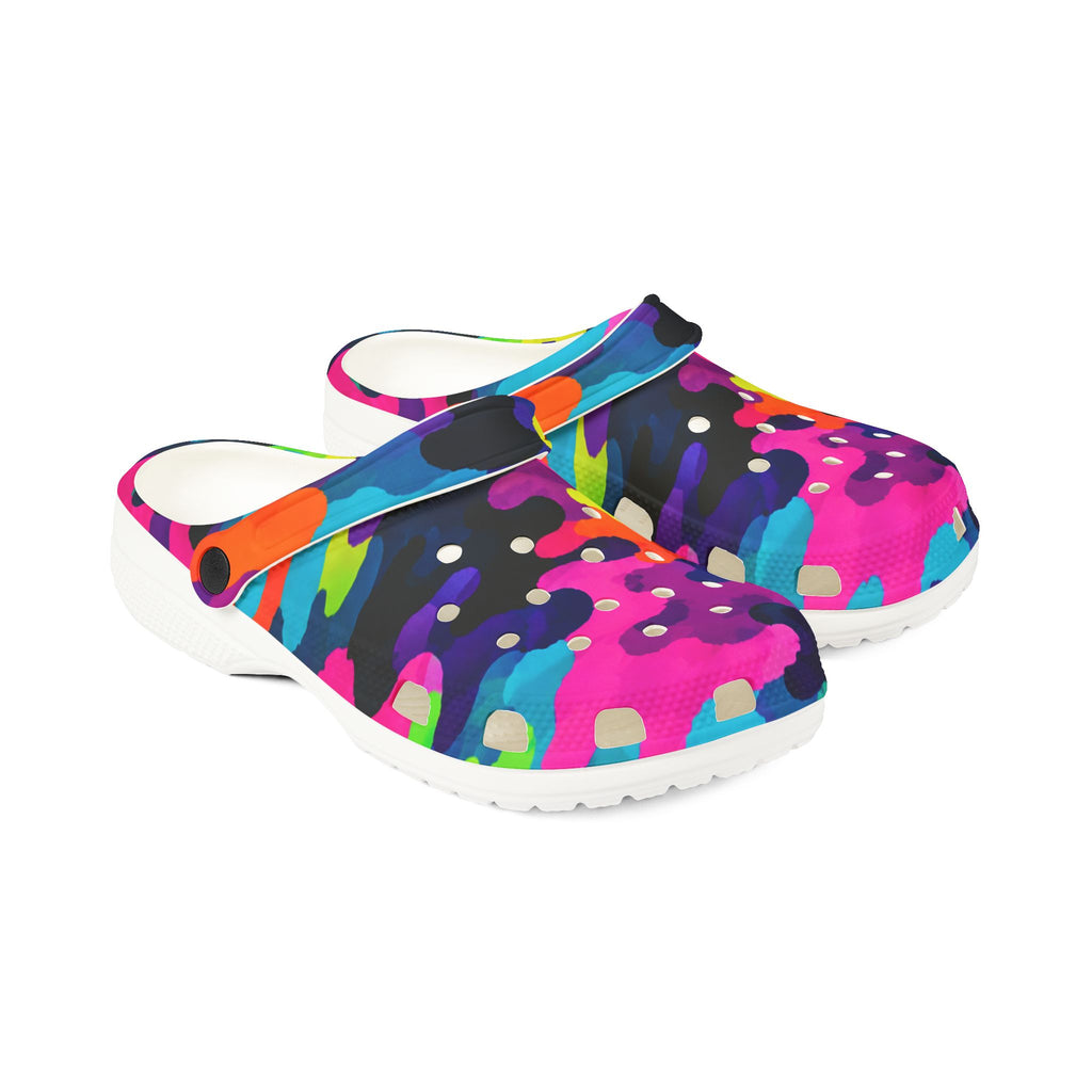Color Splash EVA Foam Clogs — Bright Tie-Dye Garden Shoes