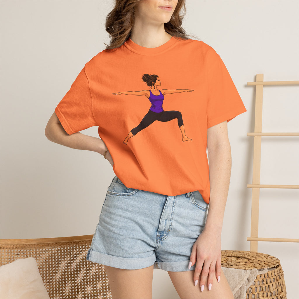 Yoga Warrior Pose T-Shirt | Woman in Virabhadrasana Illustration
