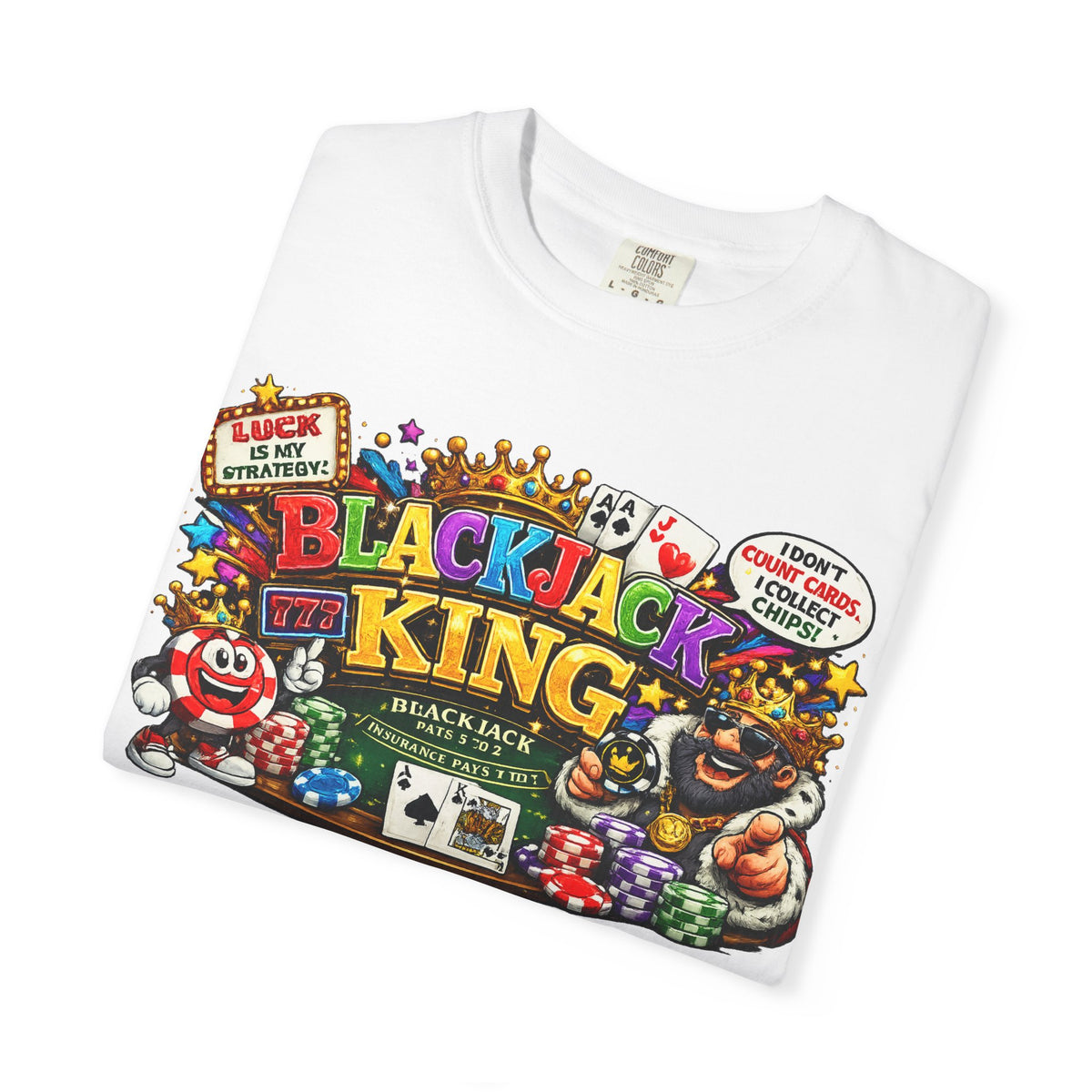 Blackjack King graphic T-shirt | Casino Playing Cards, Chips Design