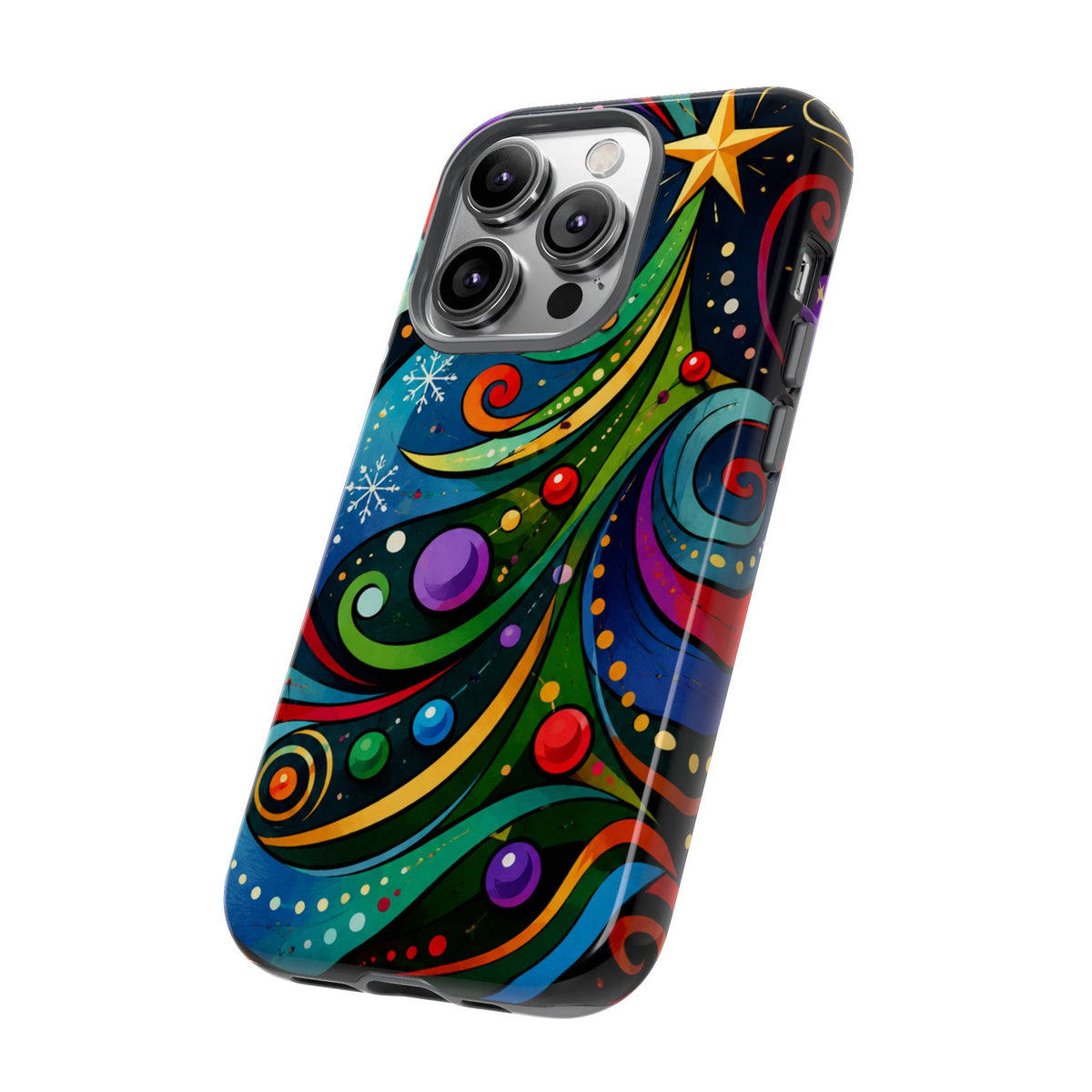 Colorful Swirl Christmas Tree Tough Phone Case