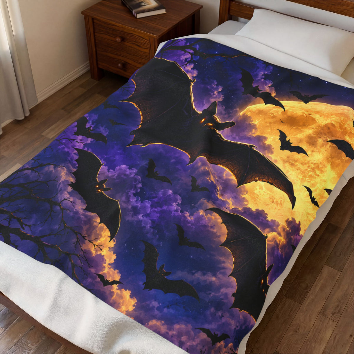Halloween Bat Moon Velveteen Plush Blanket