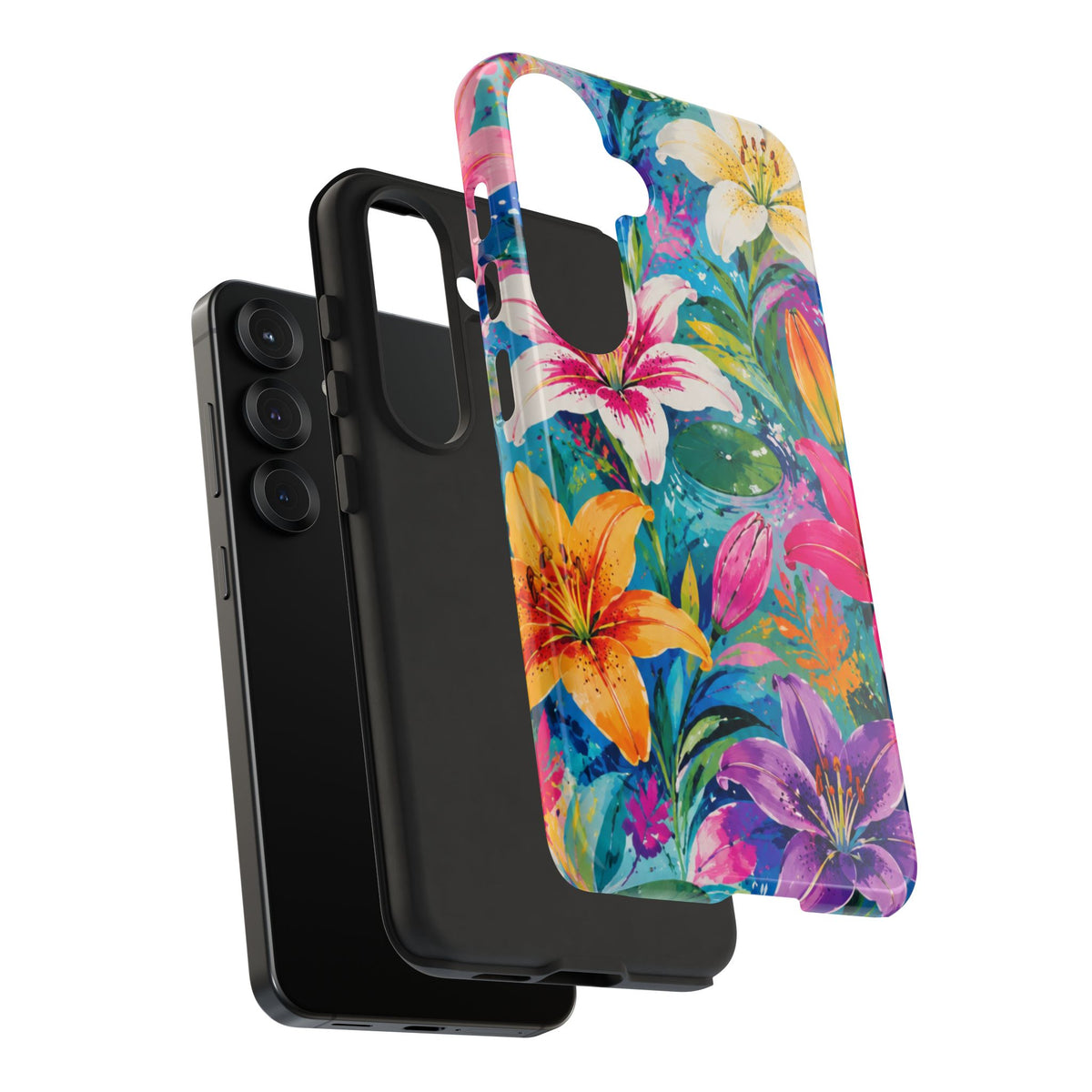 Floral Lily Tough Phone Case — Colorful Tropical Flower Protective Cover