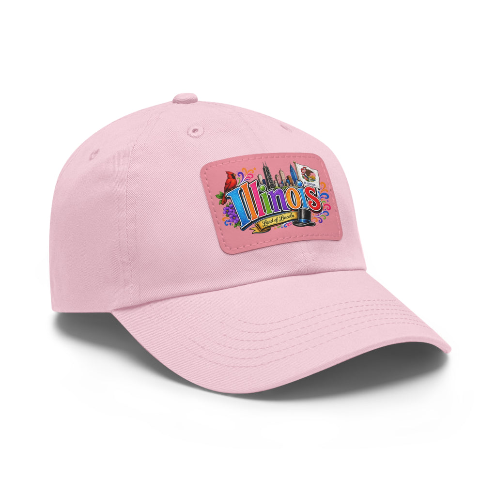 Illinois Patch Dad Hat | Leather Rectangle Patch, State Travel Hat