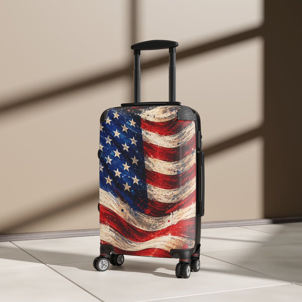 American Flag Carry-On Suitcase — Vintage USA Patriotic Luggage