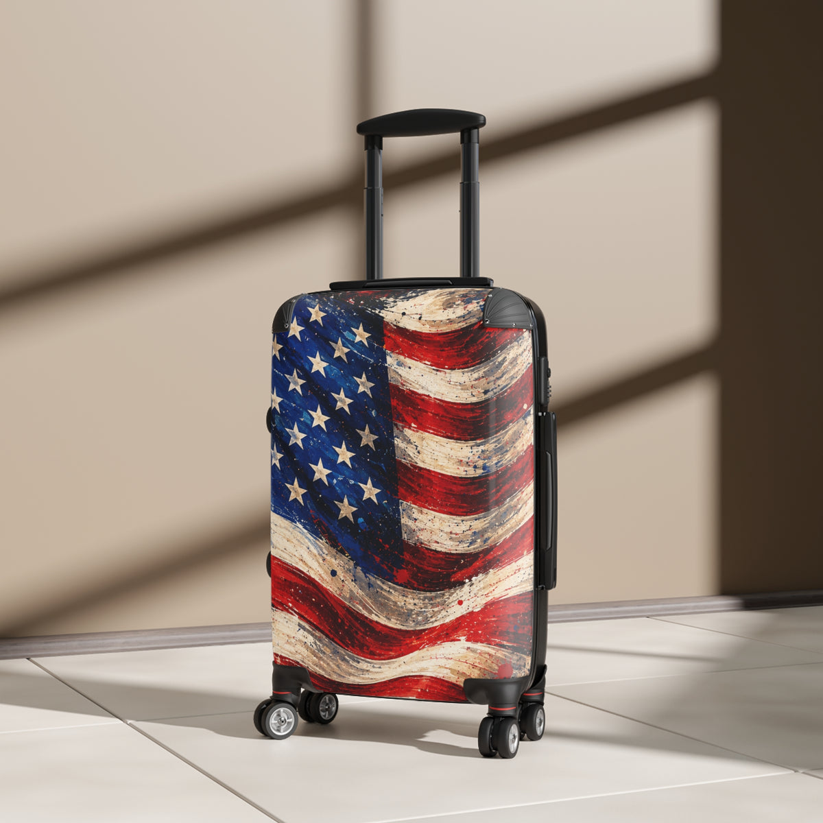 American Flag Carry-On Suitcase — Vintage USA Patriotic Luggage