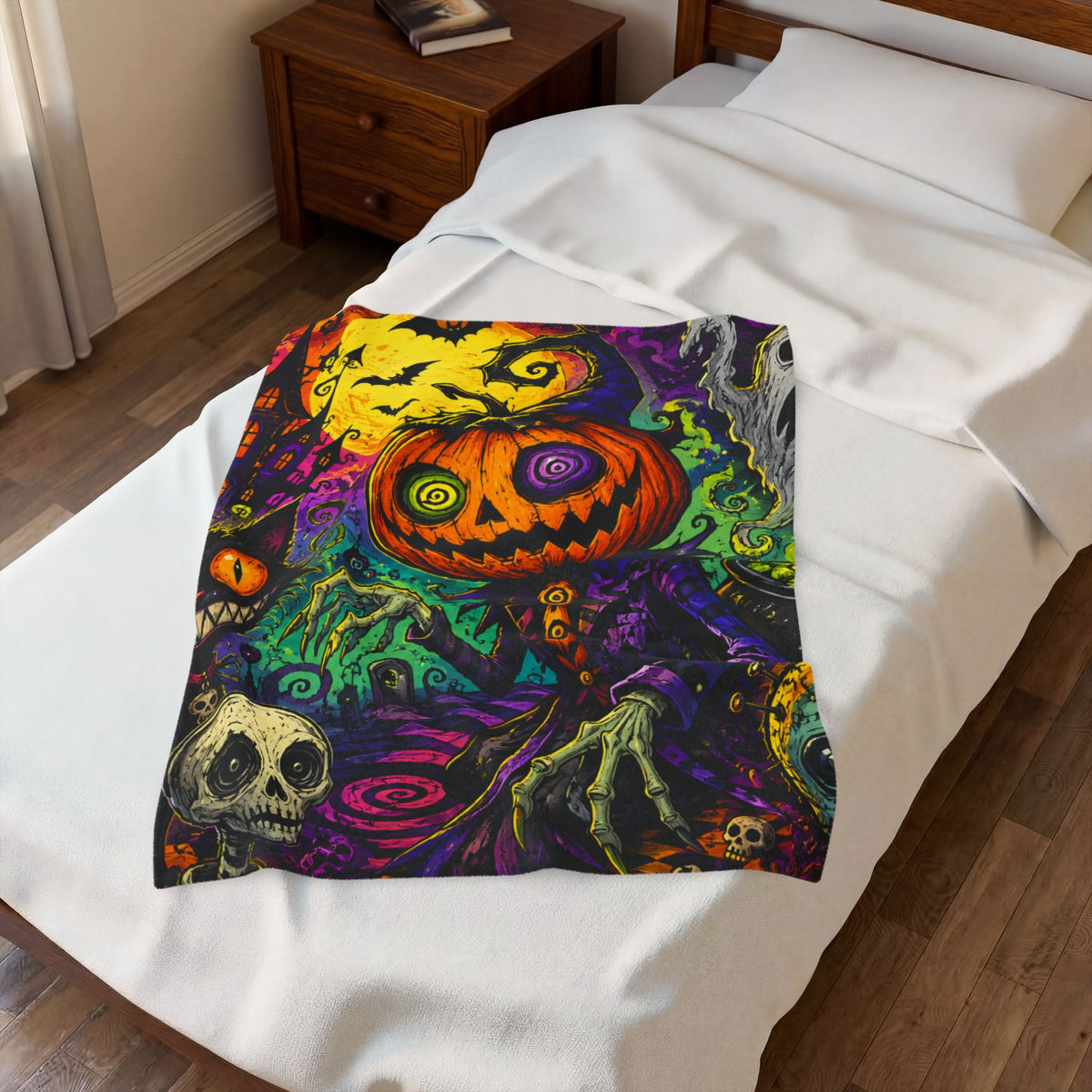 Psychedelic Pumpkin Halloween Velveteen Plush Blanket
