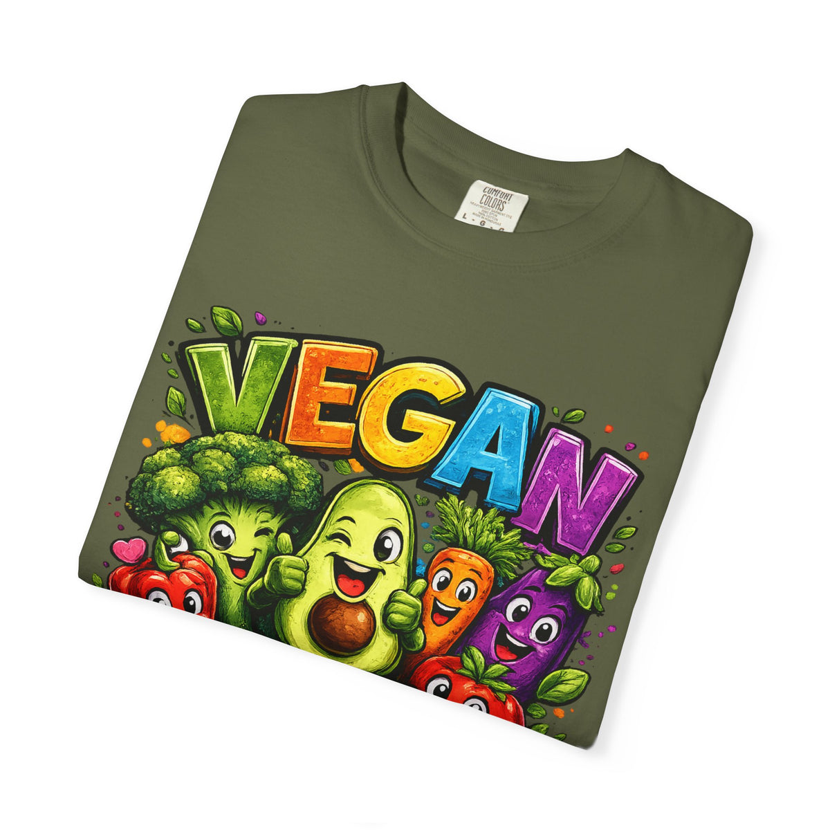 Vegan for Life T-Shirt | Colorful Cartoon Veggies Tee