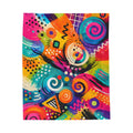 Velveteen Blanket — Colorful Abstract Graffiti Swirl Plush Throw