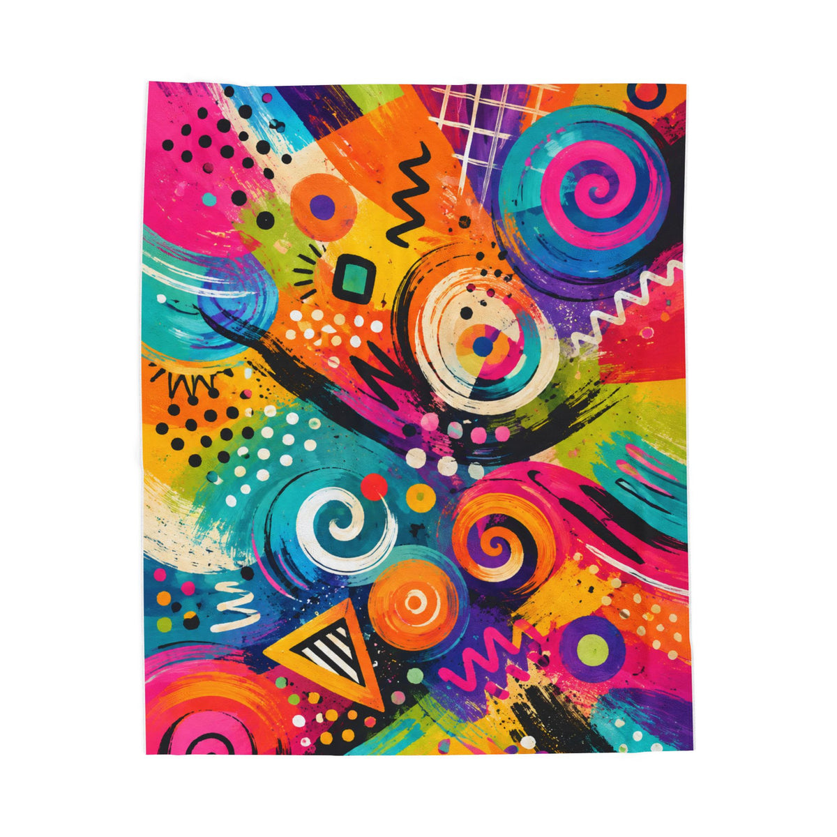 Velveteen Blanket — Colorful Abstract Graffiti Swirl Plush Throw