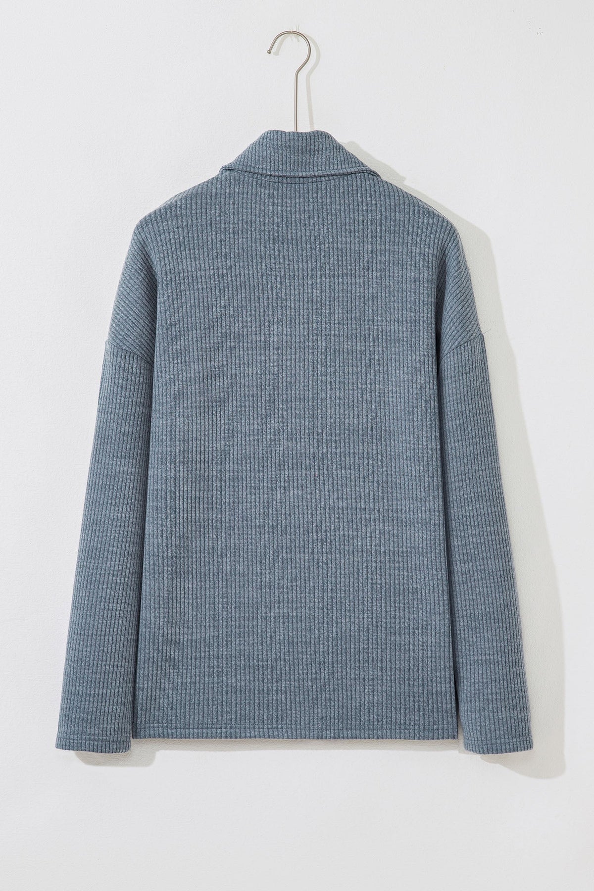 Ribbed Knit Flap Pocket Button-Up Shacket
